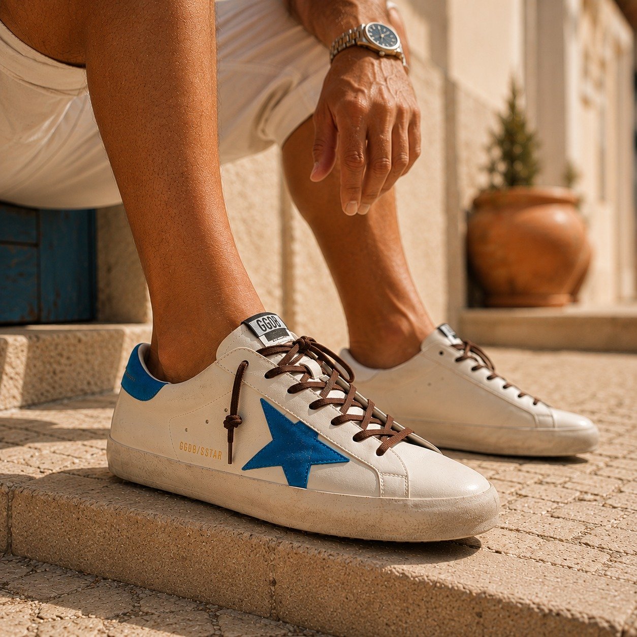 Golden Goose Super-Star Azul/Castanho