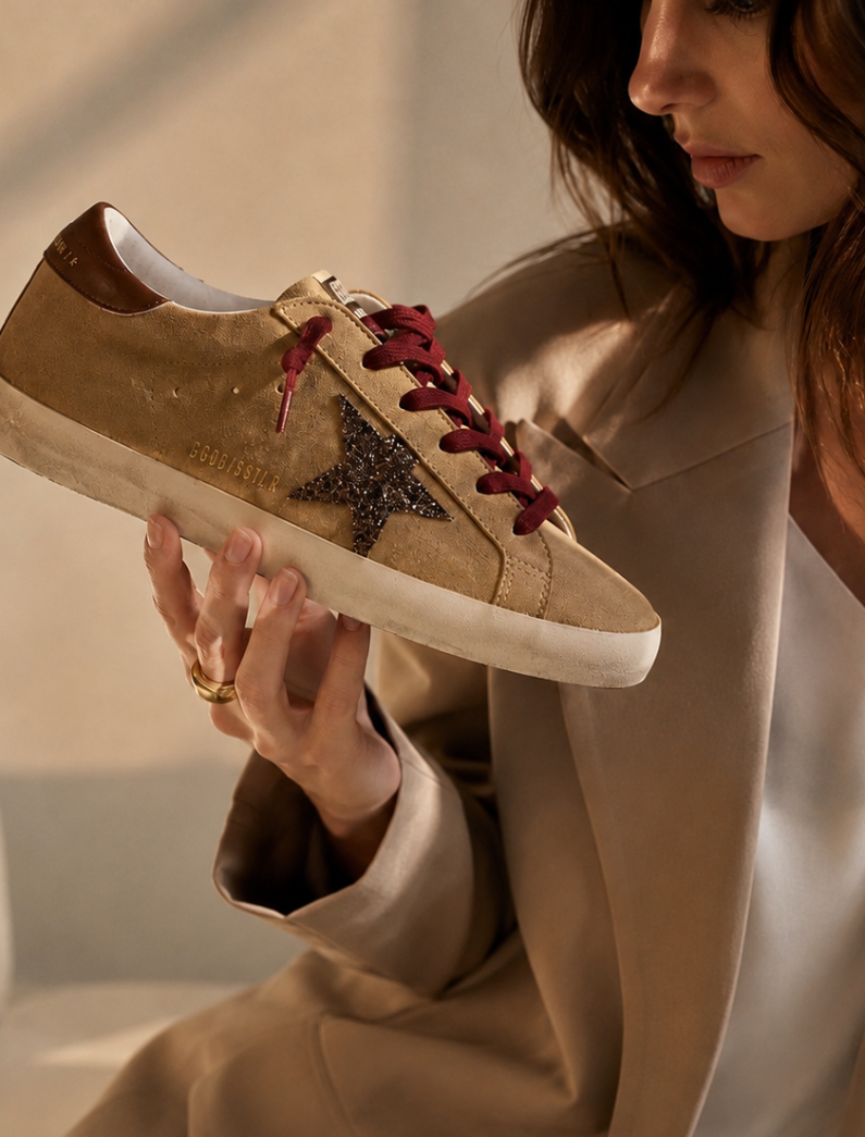 Golden Goose Super-Star Beige/ Glitter Bronze