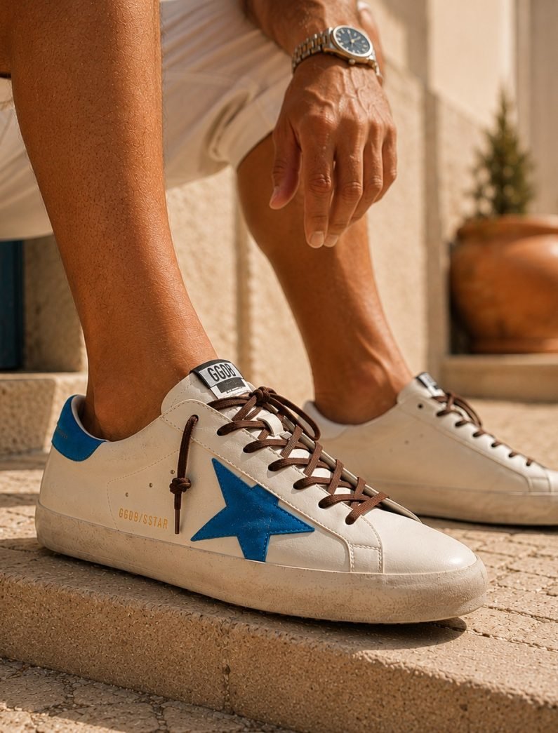 Golden Goose Super-Star Azul/Castanho